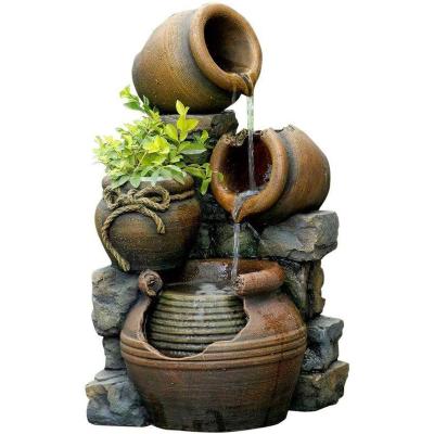 China Beautiful Lawn Factory Direct Multi Pots Outdoor Water Fountain With Flower Pot for sale