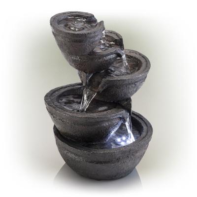 China Hot Sale Tiering Lawn Amazon Water Fountain Indoor Resin Rolls Tabletop Fountain with Light for sale