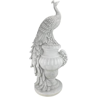 China Lawn 34 Inch, Poly MgO Resin Antique Decorative Stone Staverden Castle Peacock On An Urn Garden Statue for sale