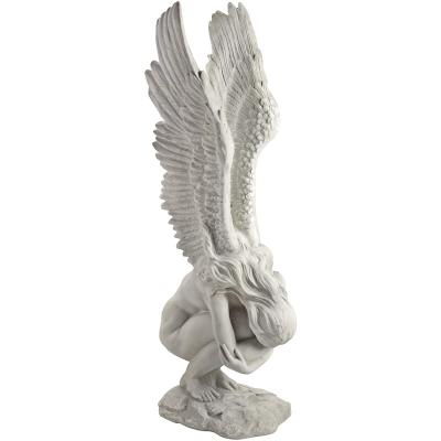 China Large Antique Stone Remembrance and Redemption Angel Statue Garden 30 Inch Garden Statue for sale