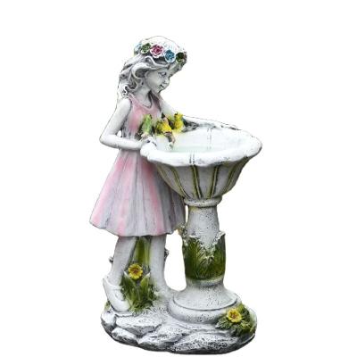 China Art Decor Solar Resin Flower Sculpture Fairy Garden Statue For Outdoor Decoration for sale