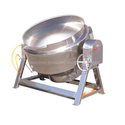 China High Energy Work Efficiency Saving Electric Commercial Double Pots With Agitator Cook Pot Price Tilting Lined Kettle for sale