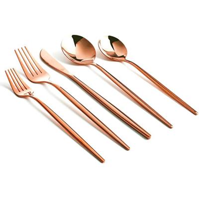 China Vintage Viable Portuguese Collection Style Restaurant Commercial Stainless Steel 410 Rose Gold Mirror Polished Cutlery Set for sale