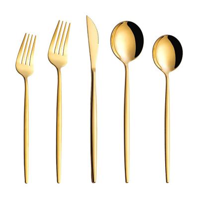 China Sustainable Luxury Gold Plated 410 Stainless Steel Kitchenware Stainless Steel Flatware Portugal Cutlery Set 20pcs for sale