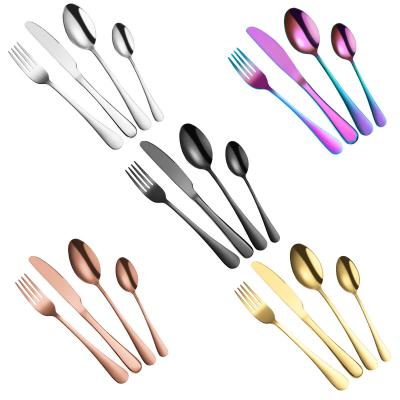 China Viable 24 Pcs Turkish Wedding Mirrors Finished Rose Gold Plate Cutlery Flatware Set for sale