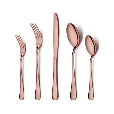 China Viable Chopstick Handle Mirror Polished Stainless Steel 20-Piece Inexpensive Kitchen Rose Gold Silverware Flatware Set for sale