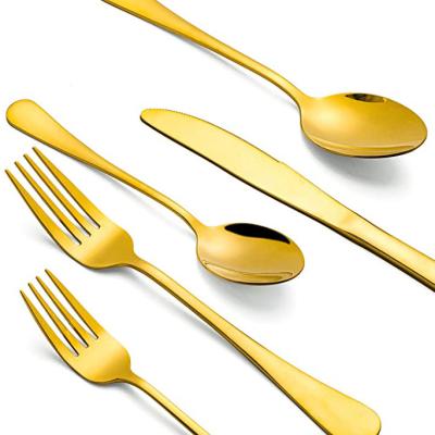 China Sustainable 20-Piece Mirror Finished Premium Quality 304 Stainless Steel Flatware Gold Serving Set With Box for sale