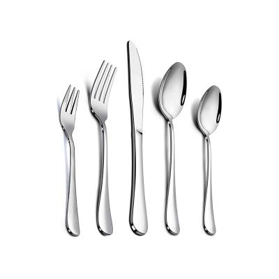 China Viable Brightly Polished Silver Real Pemium 410 French Style Baguette Handle Wedding 4X5 Stainless Steel Dinnerware Flatware Set for sale