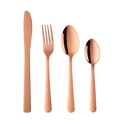 China Sustainable Party 24 Pieces Minimalistic 2022 Mirror Polished Dishwasher Safe Rose Golden Cutlery Flatware Set for sale