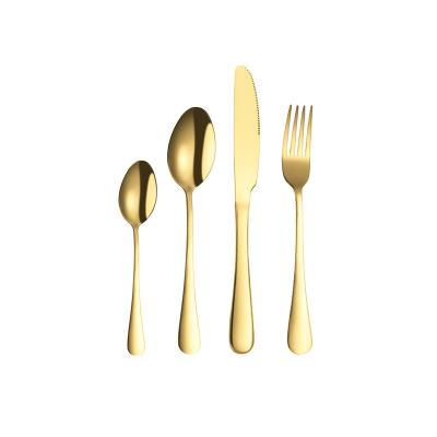 China New Kitchenware 24pcs 410 Stainless Steel Color Hotel Cutlery Sets Viable High Quality Antique Gold Color Kits for sale