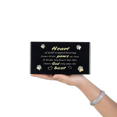 China Durable Corrosion Resistant Four Pet Footprints 6.5X4X3.5in Black Model Eco Friendly Wooden Dog Cinerary Casket for sale