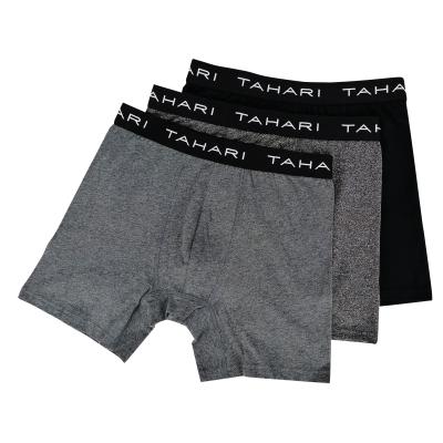 China 3 Pack Men Underwear Wholesale Antibacterial Cotton Long Leg Breathable Boxer Shorts Customize for sale