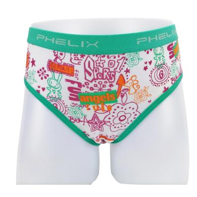 China Custom Cute QUICK DRY PDO Cute Newspaper Logo Logo Underwear Children Girl Brief High Quality Wearing Teen Panties for sale