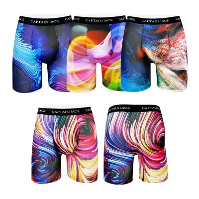 China Printing Antibacterial Mens Fashion Underwear Polyester Customize Logo Mens Underwear Boxer Shorts for sale