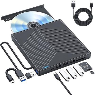 China New external 7 in 1 plug and play external dvd drive dvd burner with HUB cd-rom drives for latest notebooks, optical drive for sale