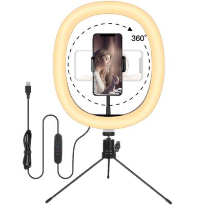 China High Quality PORTABLE Dimmable Selfie Photo Studio Circle Video Lamp Led 10 Inch LED Ring Light With Desktop Tripod for sale