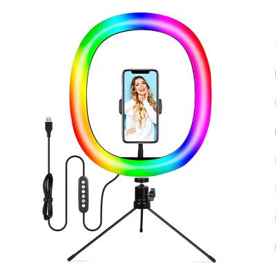 China PORTABLE Makeup tiktok LED Selfie Ring Light For Live Streaming, Professional RGB Photography Ring Light with Desktop Tripod for sale