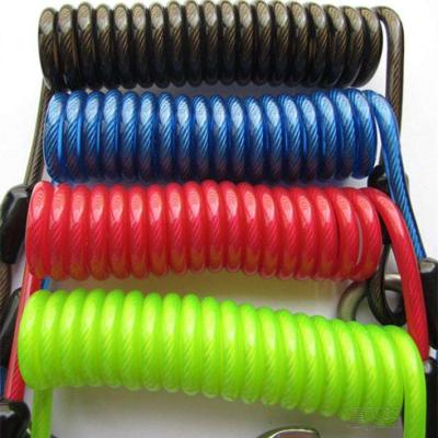 China MANUFACTURING high quality plastic coated steel wire spring cable in customized color for sale