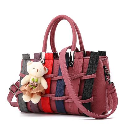 China Fashion Women Woven Doll Boston Bag Designer Pu Leather Handbag for sale