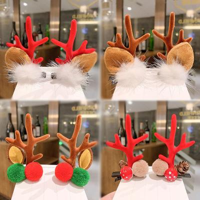 China Hair Clips Party Christmas Women Hair Plush Elk Ear Hairpin Kids Accessories for sale