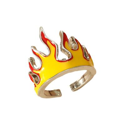 China Vintage Trend Hip Hop Creative Flame Adjustable Ring Fashion Boy Girl Alloy Fire Ring for sale