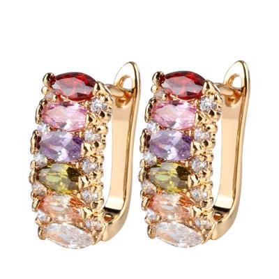 China CLASSIC Fashion Luxury Women Stud Earrings Colorful Diamond Zircon Elegant Earrings For Gift for sale