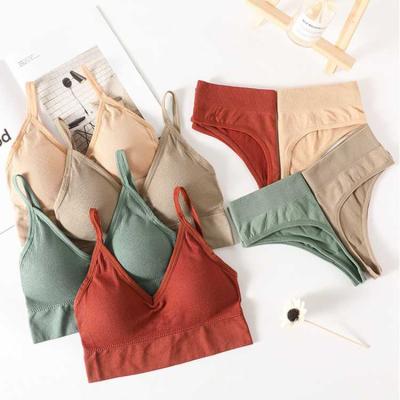 China Latest design Quick-drying soft QUICK-DRY plus size underwear women's panties sports bra brief set for sale