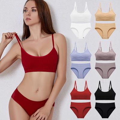 China 2022 QUICK DRY Maiden Customized Women Salon Wear Ribbed Briefs Two Piece Seamless Bra Set for sale