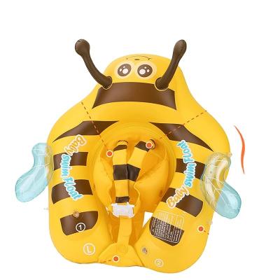 China Ring Newest Bumble Bee Inflatable Toddler Baby Pool Float With Retractable Fabric Canopy And Safe Bottom Support Swim Trainer For A for sale