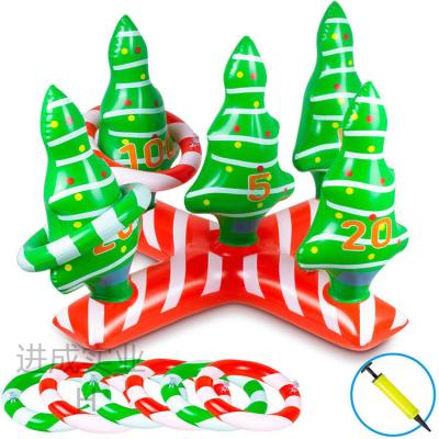 China Funny Educational Toy Inflatable Christmas Tree Game Throwing Ring Cross Game Interactive Props for sale