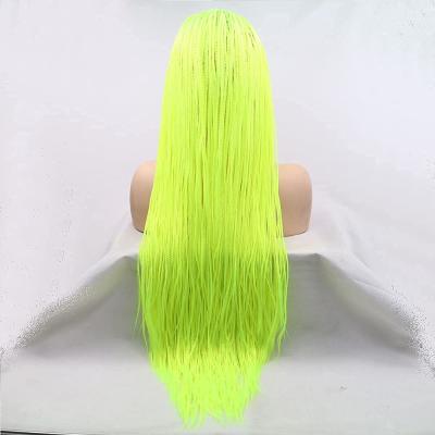 China Long Green Synthetic Lace Front Braid Wigs Regular Wave Braided Wig for sale