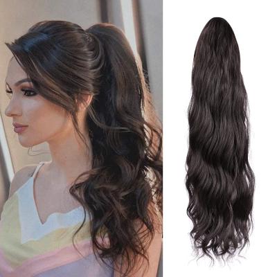 China Body Wave Ponytail Extension Wrap Around Ponytail Hair Extension For Women 22 inch Long Wavy for sale