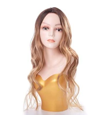 China Afro Wave Lace Front Wigs Long Wavy Hair Body Wave Hair Wigs Ombre Brown Synthetic Hair Wigs For Women LC0112 for sale