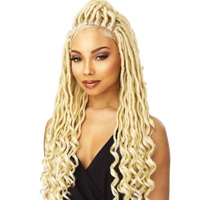 China Curly Curly Hair Swiss Lace 4X4 Lace Front Wig Synthetic Multi Middle Braid Lace Wig Goddess Locs (1) for sale