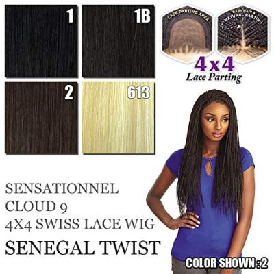 China Super Wave Synthetic Hair Lace Front Wig 4X4 Lace Front Wig Cloud 9 Multi Swiss Braid Lace Wig Senegal Middle Twist (1B) for sale