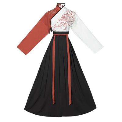 China Traditional Chinese Style Red And White Cross-Collar Antique Style Hanfu N291 for sale