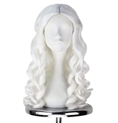 China NEW-LOOK White Afro Wave Queen Wigs For Women Long Curly Blonde Hair Halloween Cosplay Costume C0275 for sale