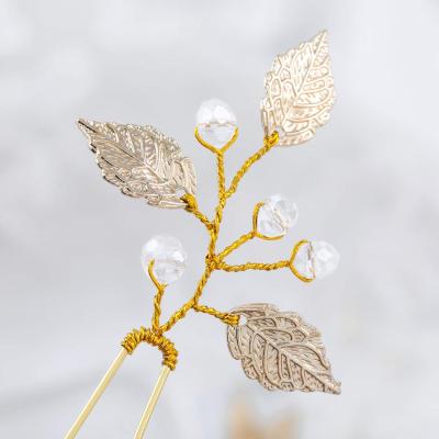 China European and American Style Artio Leaf Wedding Hair Pins Accessories with Pearls for Brides and Bridesmaids 3 PCS (HP-9558) for sale