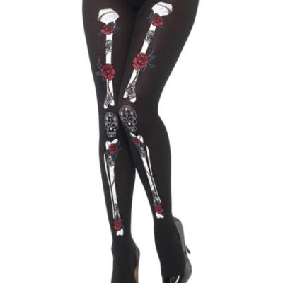 China Antibacterial Day of the Dead Skeleton Tights for Women for sale