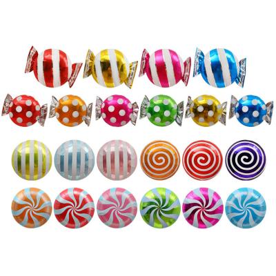 China Party Decoration Striped Globos De Dulces For 18 Inch Polka Dot Candy Sweet Lollipop Windmill Round Foil Balloons Birthday Wedding Decoration for sale