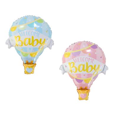 China Party Decoration New Design Hot Air Balloons Lace Blue Colorful Welcome Baby Shape Helium Foil Globos For Baby Shower Birthday Party Decoration for sale