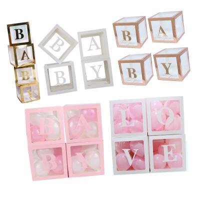 China Party decoration boy girl baby shower love clear transparent letter box blocks gender reveal backdrop for wedding valentines day party decoration for sale