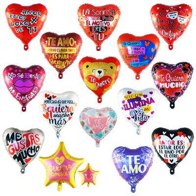 China Spanish Happy Valentine's Day Love Te Amo Foil Balloons For Valentine's Day Wedding Party Decoration Gift Toy 18 Inch You for sale