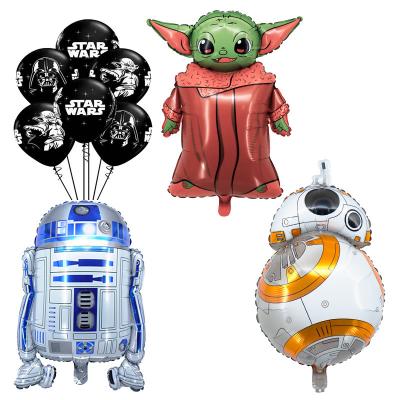 China Party Decoration Movie Star Yoda War Robot BB8 R2D2 Aluminum Latex Balloons De Globos For Birthday Party Decoration for sale