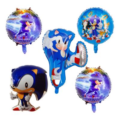 China Party Decoration Cartoon Character The Hedgehog Sonic Series Video Game Globos Shape Foil Balloons for Game Theme Birthday Party Decoration for sale