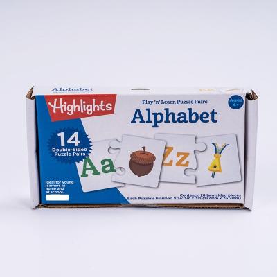 China Cartoon Toy Custom Highlights Double Sided Paper Puzzle Pairs Alphabet Puzzle For Children Educational for sale