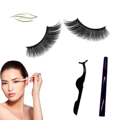 China Free Sample New Design Natural Private Label Long 3D Eyelashes With Magic Eyeliner for sale