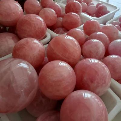 China Folk Rose Crystal Sphere Rose Quartz Magic real Crystal Balls Healing Art Factory Price Natural Polished 3cm to 10cm for sale