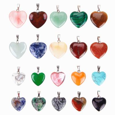 China New Love Agate Stone Nature Gemstone Dangle Jewelry Pendants Crystal Heart Shaped Necklace 15mm Semi-precious Casual/Sporty Charm for sale