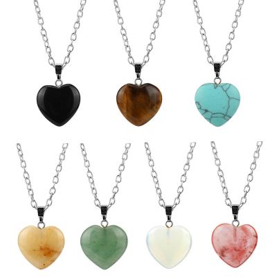 China New 20mm casual hand cut nature stone colorful agate jewelry pendant accessories/sporty love charm crystal heart-shaped necklace for sale